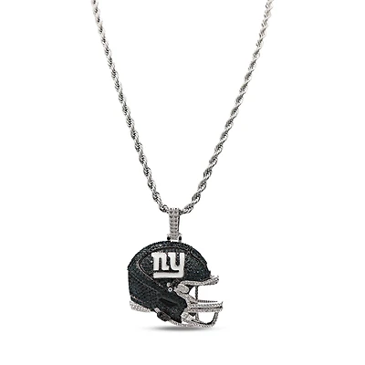 The GLD Shop New York Giants 14K White Gold Helmet Logo Pendant & 20" Rope Chain