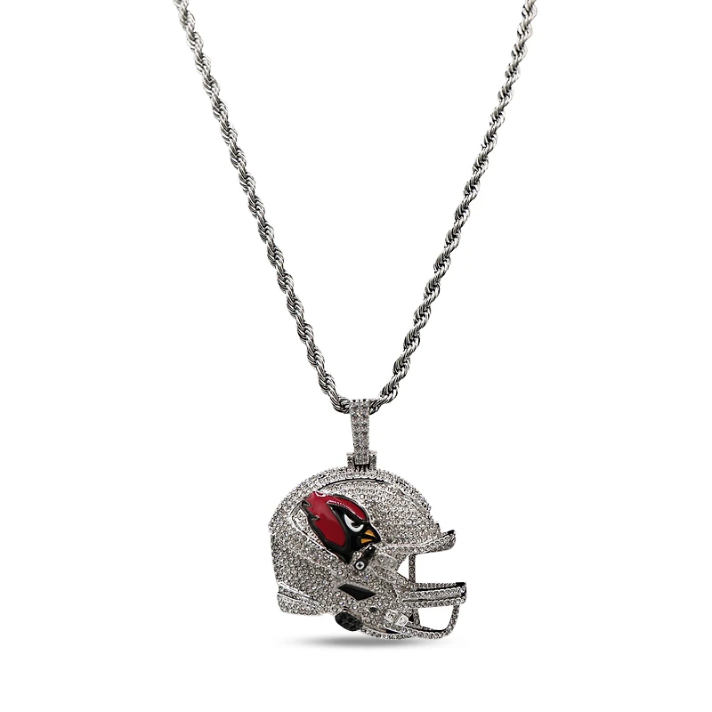 The GLD Shop Arizona Cardinals 14K White Gold Helmet Logo Pendant & 20" Rope Chain