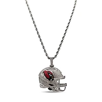 The GLD Shop Arizona Cardinals 14K White Gold Helmet Logo Pendant & 20" Rope Chain
