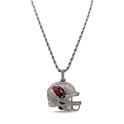 The GLD Shop Arizona Cardinals 14K White Gold Helmet Logo Pendant & 20" Rope Chain