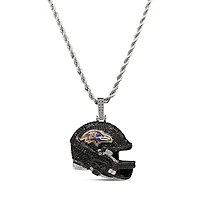 The GLD Shop Baltimore Ravens 14K White Gold Helmet Logo Pendant & 20" Rope Chain