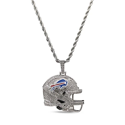 The GLD Shop Buffalo Bills 14K White Gold Helmet Logo Pendant & 20" Rope Chain