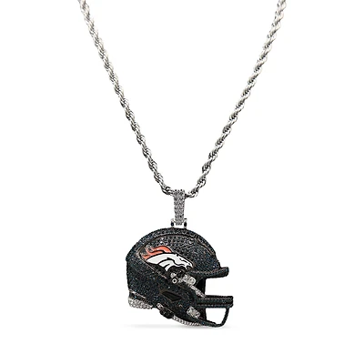 The GLD Shop Denver Broncos 14K White Gold Helmet Logo Pendant & 20" Rope Chain