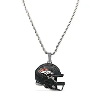 The GLD Shop Denver Broncos 14K White Gold Helmet Logo Pendant & 20" Rope Chain
