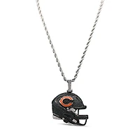 The GLD Shop Chicago Bears 14K White Gold Helmet Logo Pendant & 20" Rope Chain