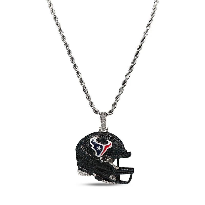 The GLD Shop Houston Texans 14K White Gold Helmet Logo Pendant & 20" Rope Chain