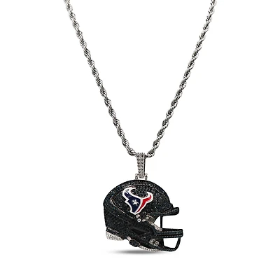 The GLD Shop Houston Texans 14K White Gold Helmet Logo Pendant & 20" Rope Chain