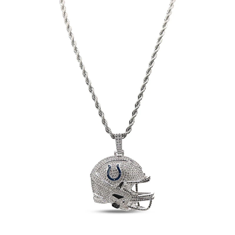 The GLD Shop Indianapolis Colts 14K White Gold Helmet Logo Pendant & 20" Rope Chain