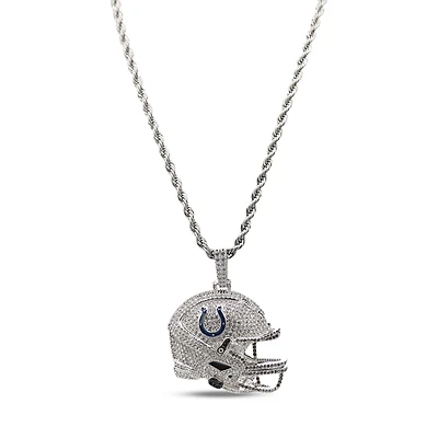 The GLD Shop Indianapolis Colts 14K White Gold Helmet Logo Pendant & 20" Rope Chain