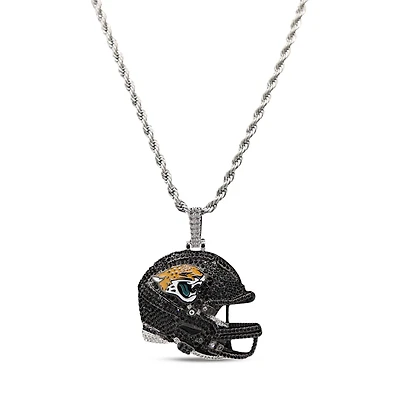 The GLD Shop Jacksonville Jaguars 14K White Gold Helmet Logo Pendant & 20" Rope Chain