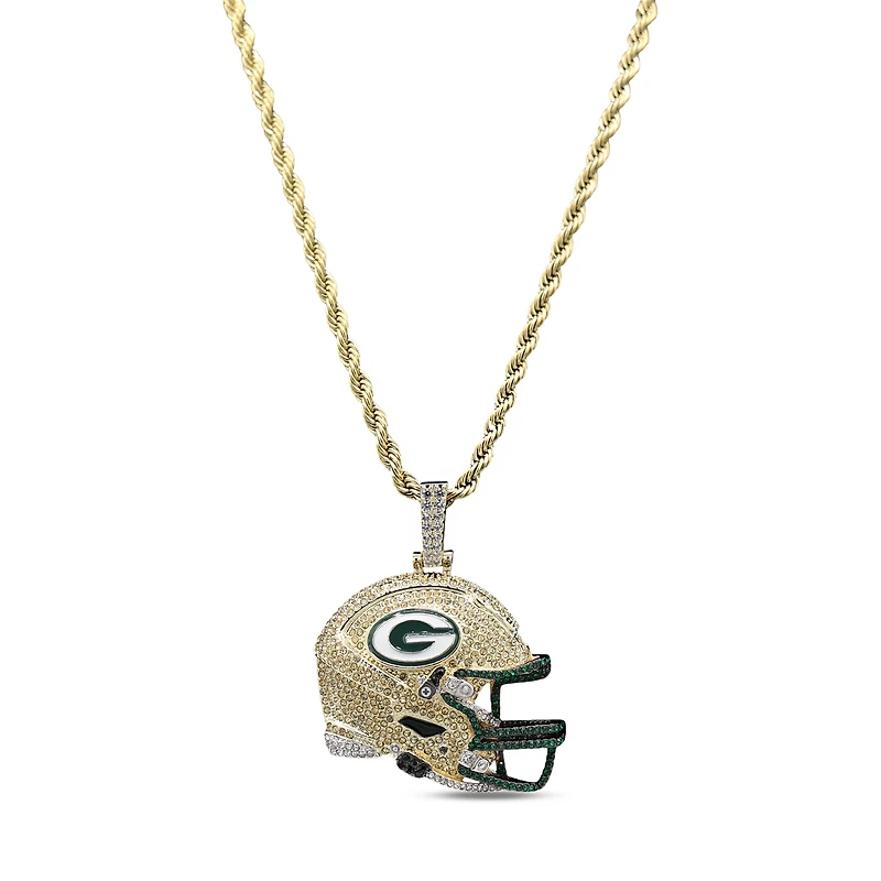 The GLD Shop Green Bay Packers 18K Yellow Gold Helmet Logo Pendant & 20" Rope Chain