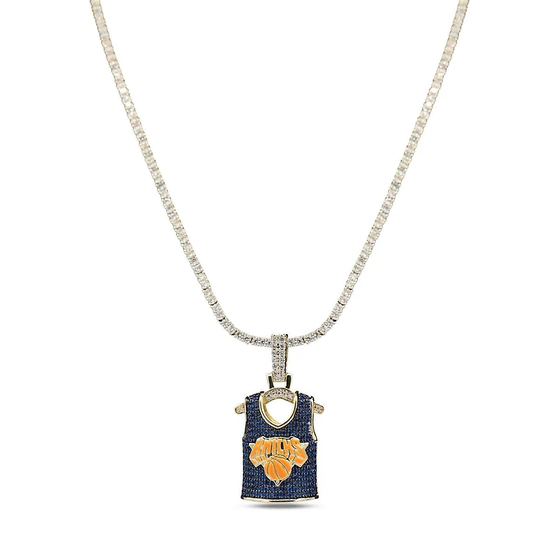The GLD Shop New York Knicks 18K Yellow Gold Jersey Logo Pendant & 20" Tennis Chain