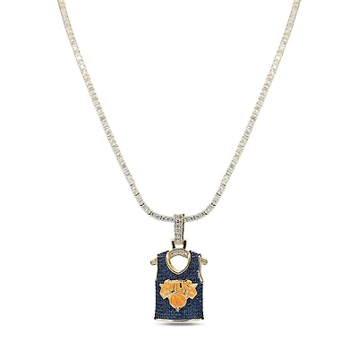 The GLD Shop New York Knicks 18K Yellow Gold Jersey Logo Pendant & 20" Tennis Chain