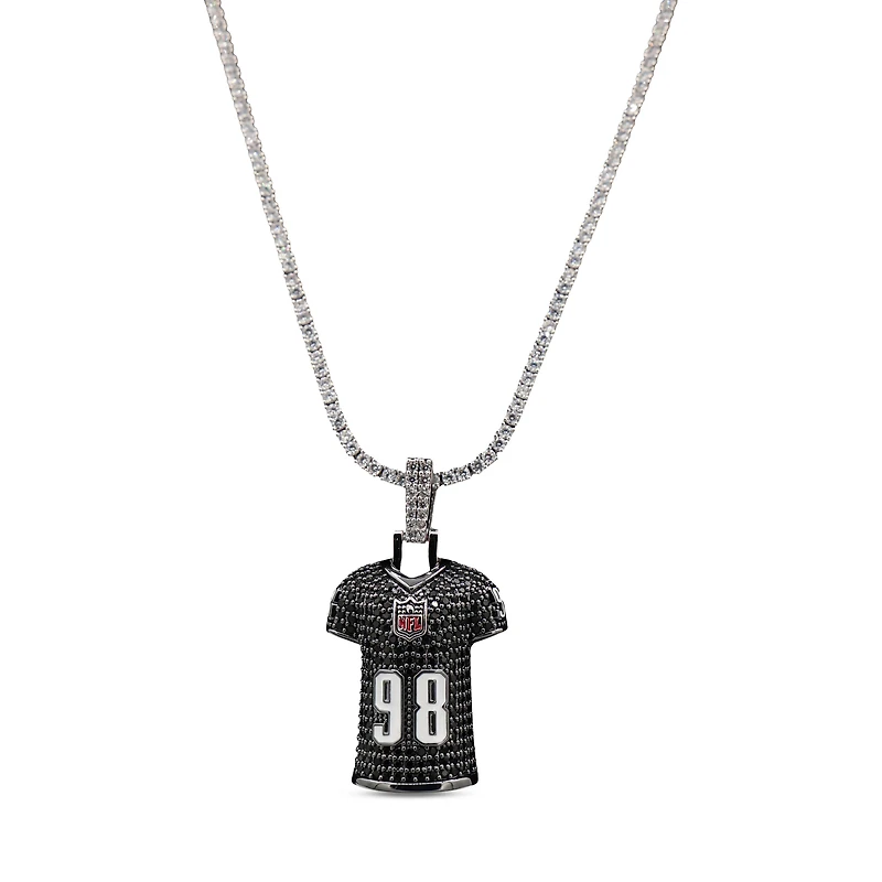 The GLD Shop Las Vegas Raiders 14K White Gold Jersey Logo Pendant & 20" Tennis Chain