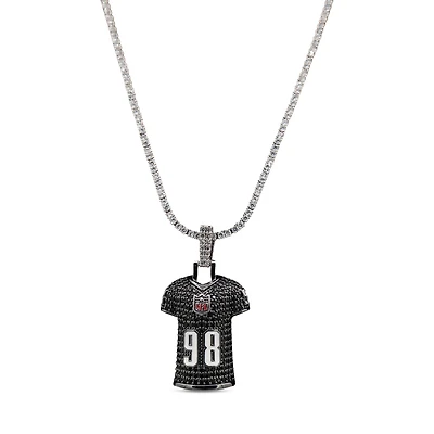 The GLD Shop Las Vegas Raiders 14K White Gold Jersey Logo Pendant & 20" Tennis Chain