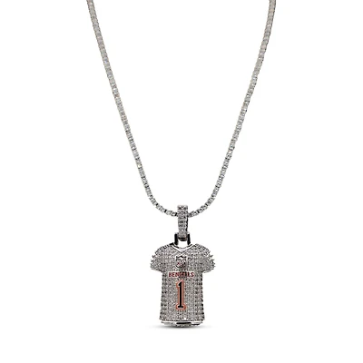 The GLD Shop Cincinnati Bengals 14K White Gold Jersey Logo Pendant & 20" Tennis Chain