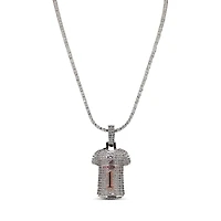The GLD Shop Cincinnati Bengals 14K White Gold Jersey Logo Pendant & 20" Tennis Chain
