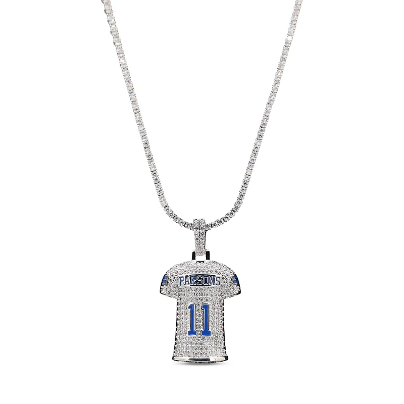 The GLD Shop Dallas Cowboys 14K White Gold Jersey Logo Pendant & 20" Tennis Chain