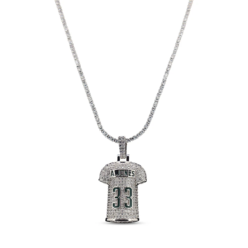 The GLD Shop Green Bay Packers 14K White Gold Jersey Logo Pendant & 20" Tennis Chain