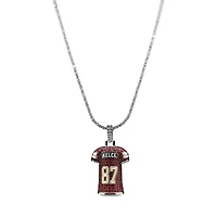 GLD Travis Kelce Kansas City Chiefs 14K White Gold Jersey Logo Pendant & 20" Tennis Chain