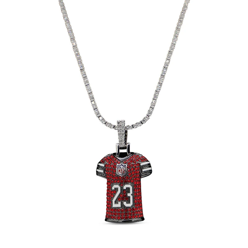 GLD Christian McCaffrey San Francisco 49ers 14K White Gold Jersey Logo Pendant & 20" Tennis Chain