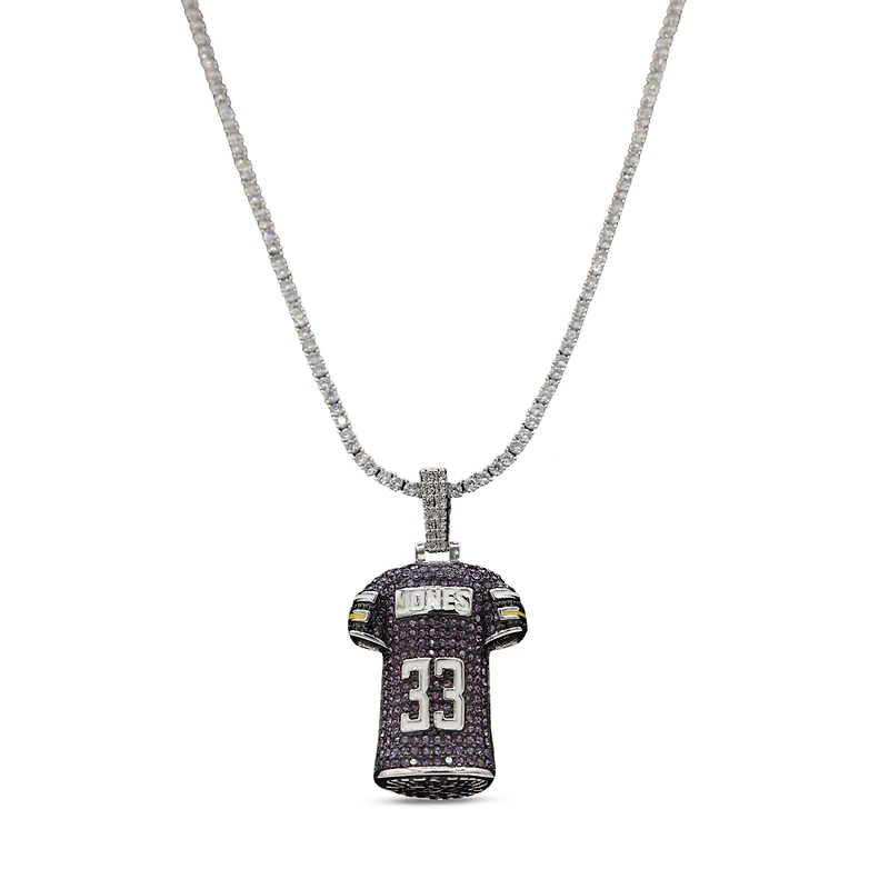 The GLD Shop Minnesota Vikings 14K White Gold Jersey Logo Pendant & 20" Tennis Chain
