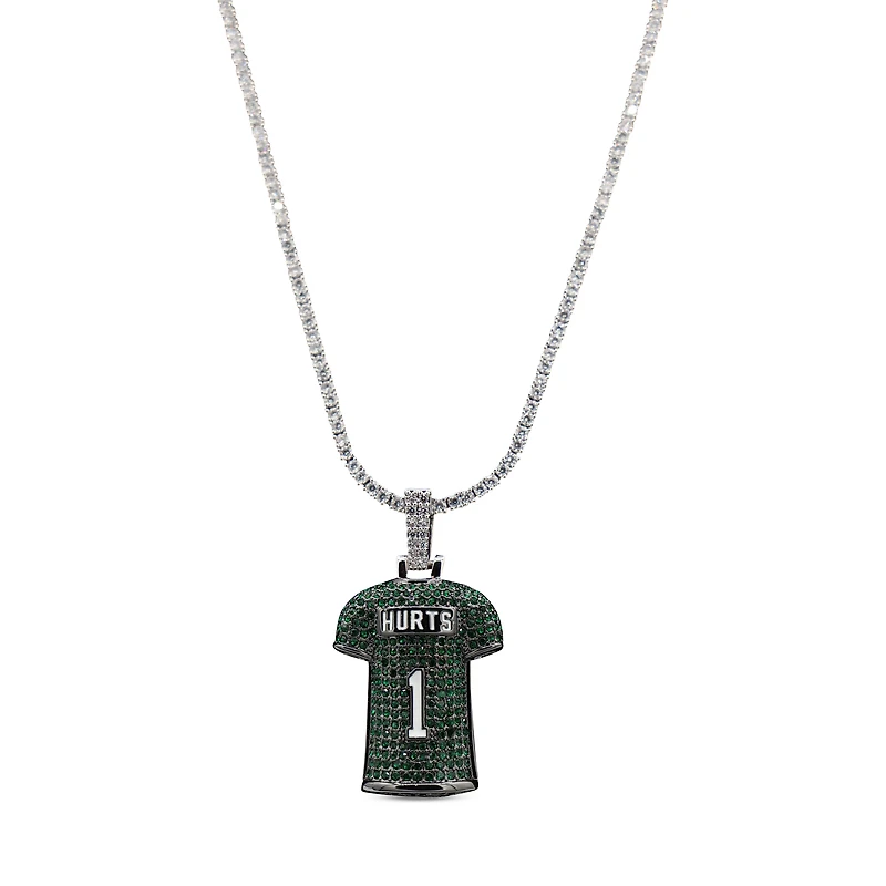 The GLD Shop Philadelphia Eagles 14K White Gold Jersey Logo Pendant & 20" Tennis Chain