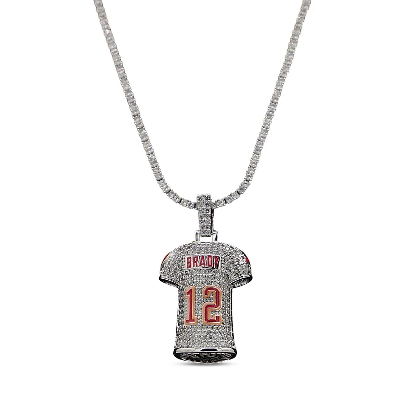 The GLD Shop Tampa Bay Buccaneers 14K White Gold Jersey Logo Pendant & 20" Tennis Chain