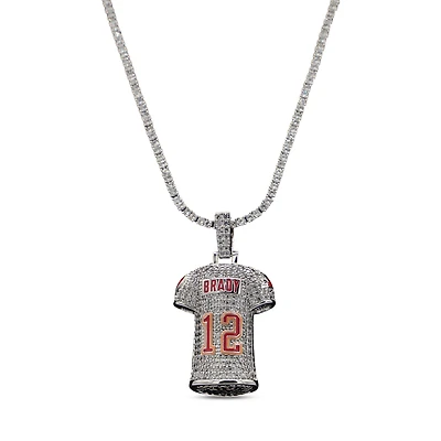 The GLD Shop Tampa Bay Buccaneers 14K White Gold Jersey Logo Pendant & 20" Tennis Chain