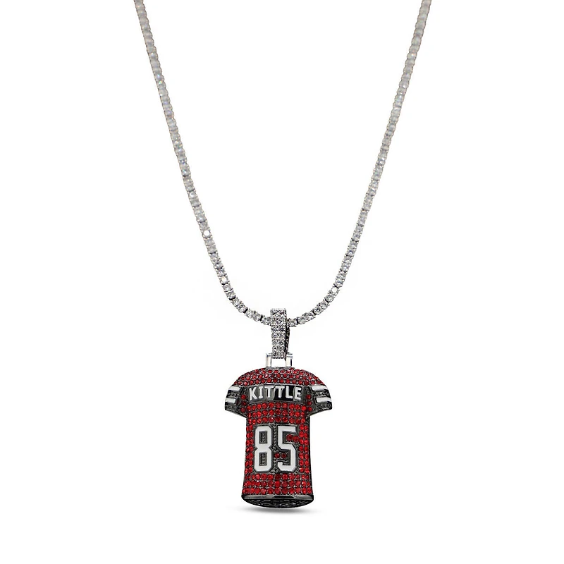 The GLD Shop San Francisco 49ers 14K White Gold Jersey Logo Pendant & 20" Tennis Chain