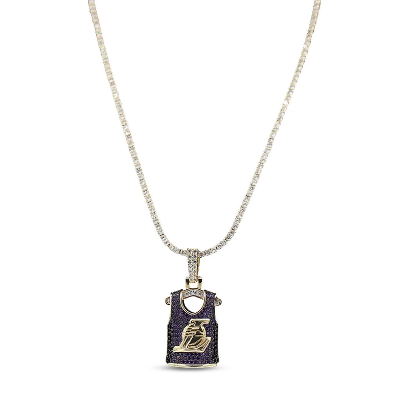 The GLD Shop Los Angeles Lakers 18K Yellow Gold Jersey Logo Pendant & 20" Tennis Chain