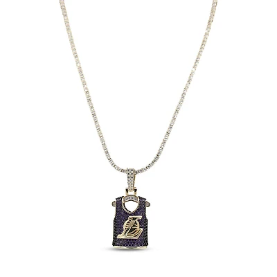 The GLD Shop Los Angeles Lakers 18K Yellow Gold Jersey Logo Pendant & 20" Tennis Chain
