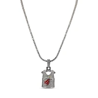 The GLD Shop Miami Heat 14K White Gold Jersey Logo Pendant & 20" Tennis Chain