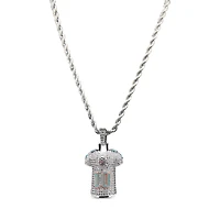 The GLD Shop Miami Dolphins 14K White Gold Jersey Logo Pendant & 20" Rope Chain