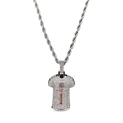 The GLD Shop Cincinnati Bengals 14K White Gold Jersey Logo Pendant & 20" Rope Chain
