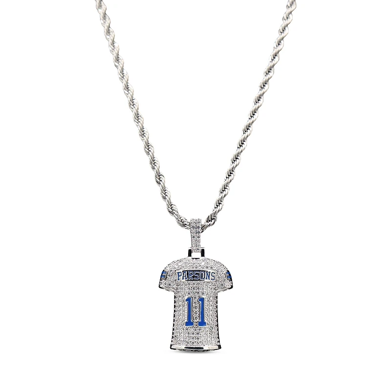 The GLD Shop Dallas Cowboys 14K White Gold Jersey Logo Pendant & 20" Rope Chain
