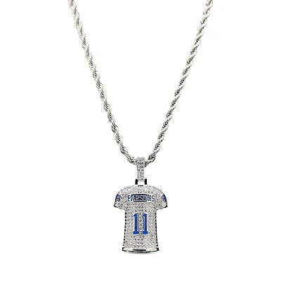 The GLD Shop Dallas Cowboys 14K White Gold Jersey Logo Pendant & 20" Rope Chain