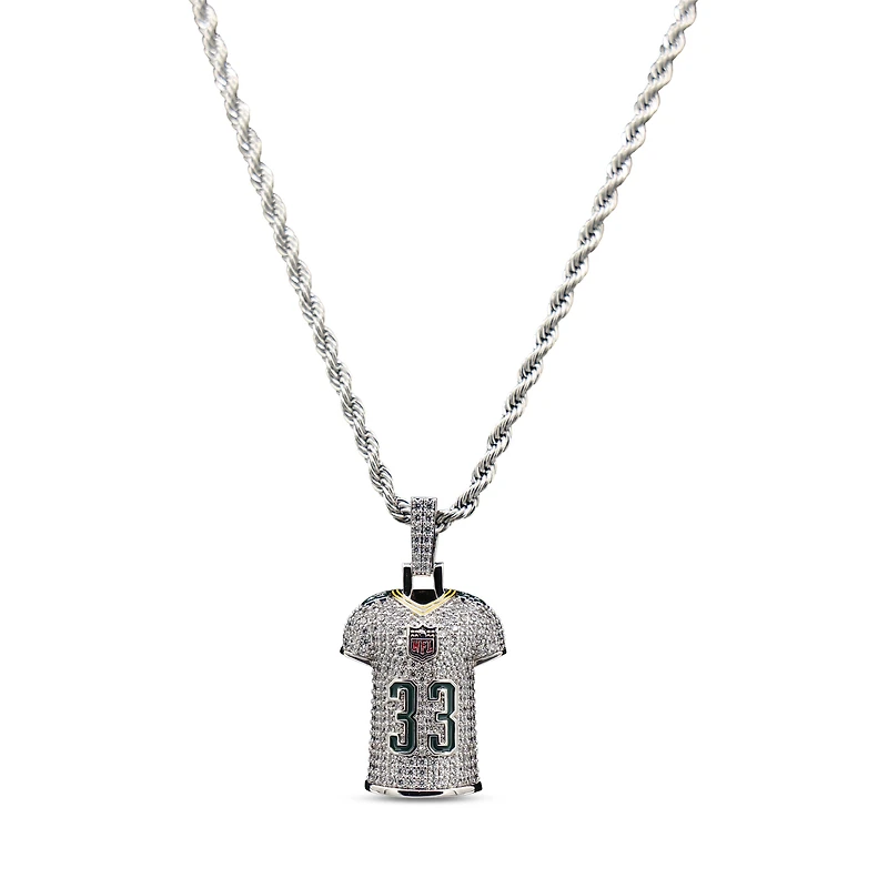 The GLD Shop Green Bay Packers 14K White Gold Jersey Logo Pendant & 20" Rope Chain