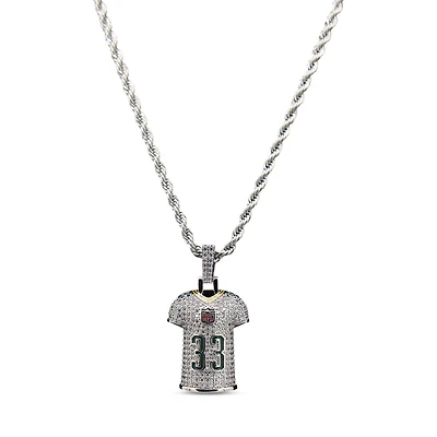 The GLD Shop Green Bay Packers 14K White Gold Jersey Logo Pendant & 20" Rope Chain