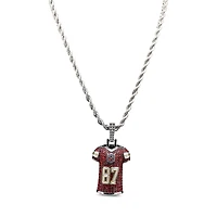 GLD Travis Kelce Kansas City Chiefs 14K White Gold Jersey Logo Pendant & 20" Rope Chain