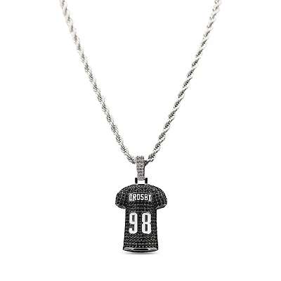 The GLD Shop Las Vegas Raiders 14K White Gold Jersey Logo Pendant & 20" Rope Chain