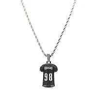 The GLD Shop Las Vegas Raiders 14K White Gold Jersey Logo Pendant & 20" Rope Chain