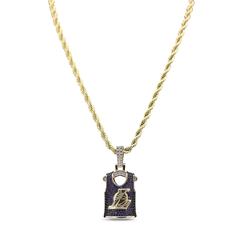 The GLD Shop Los Angeles Lakers 18K Yellow Gold Jersey Logo Pendant & 20" Rope Chain