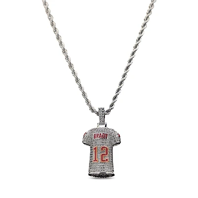 The GLD Shop Tampa Bay Buccaneers 14K White Gold Jersey Logo Pendant & 20" Rope Chain
