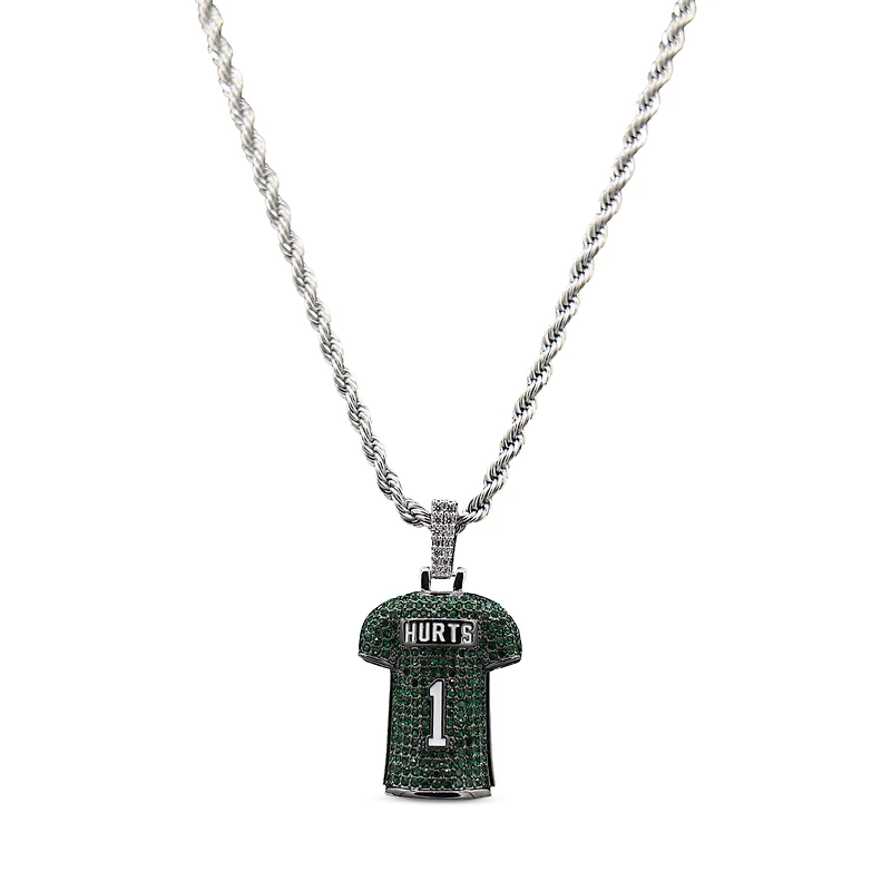 The GLD Shop Philadelphia Eagles 14K White Gold Jersey Logo Pendant & 20" Rope Chain