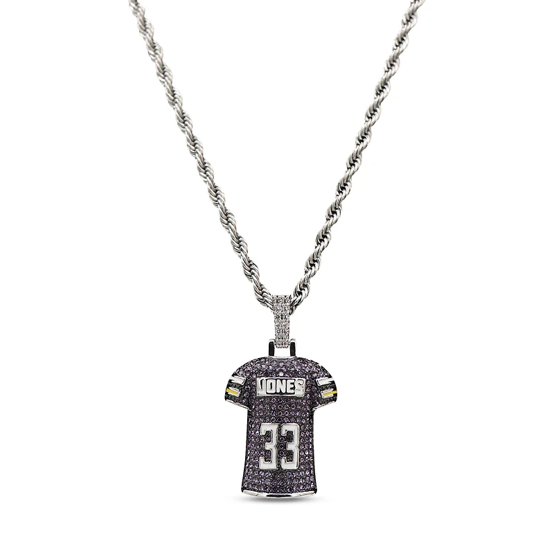 The GLD Shop Minnesota Vikings 14K White Gold Jersey Logo Pendant & 20" Rope Chain