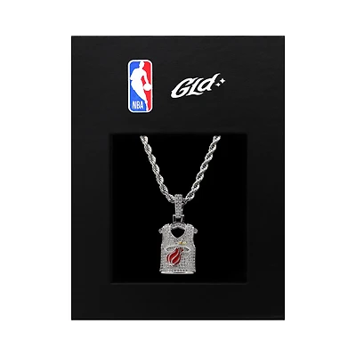 The GLD Shop Miami Heat 14K White Gold Jersey Logo Pendant & 20" Rope Chain