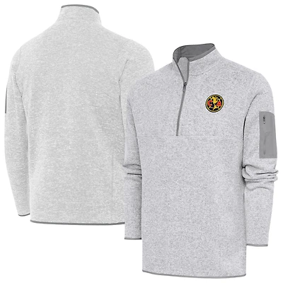 Men's Antigua Heather Gray Club America Elevate Quarter-Zip Pullover