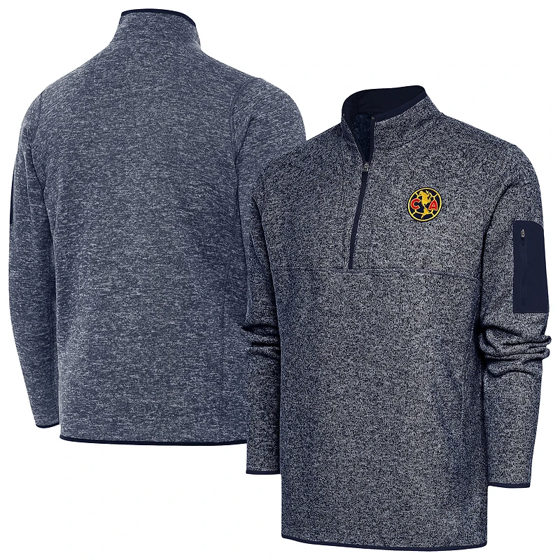 Men's Antigua Heather Navy Club America Elevate Quarter-Zip Pullover