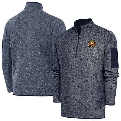 Men's Antigua Heather Navy Club America Elevate Quarter-Zip Pullover